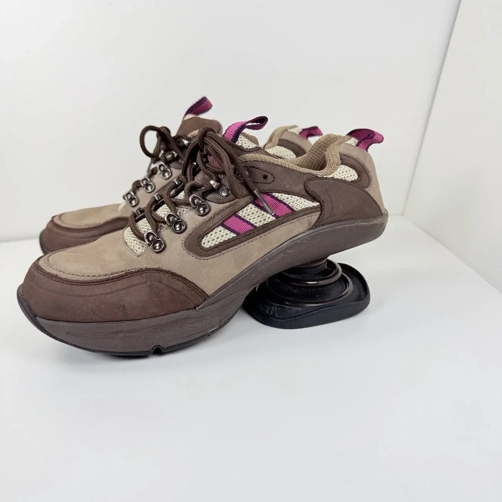 Z-Coil Brown Suede & Mesh Hiking/Walking Shoe W/Heel Spring Shock Absorbing Sz 8